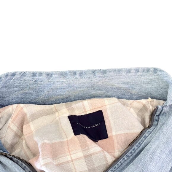 Women's American Eagle Light Washed Denim Harrington Collared Jacket - Small - Picture 5 of 6